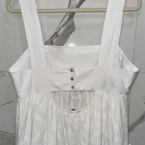 NWT Madewell White Floral Embroidered Textured Cutout Back Midi Dress - Picture 10 of 12